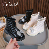 Bling Bow tüdrukute moesaapad PU-nahast libisemiskindlad lastele pahkluu kingad kevad-sügis tõmblukk väikelaste lastesaapad