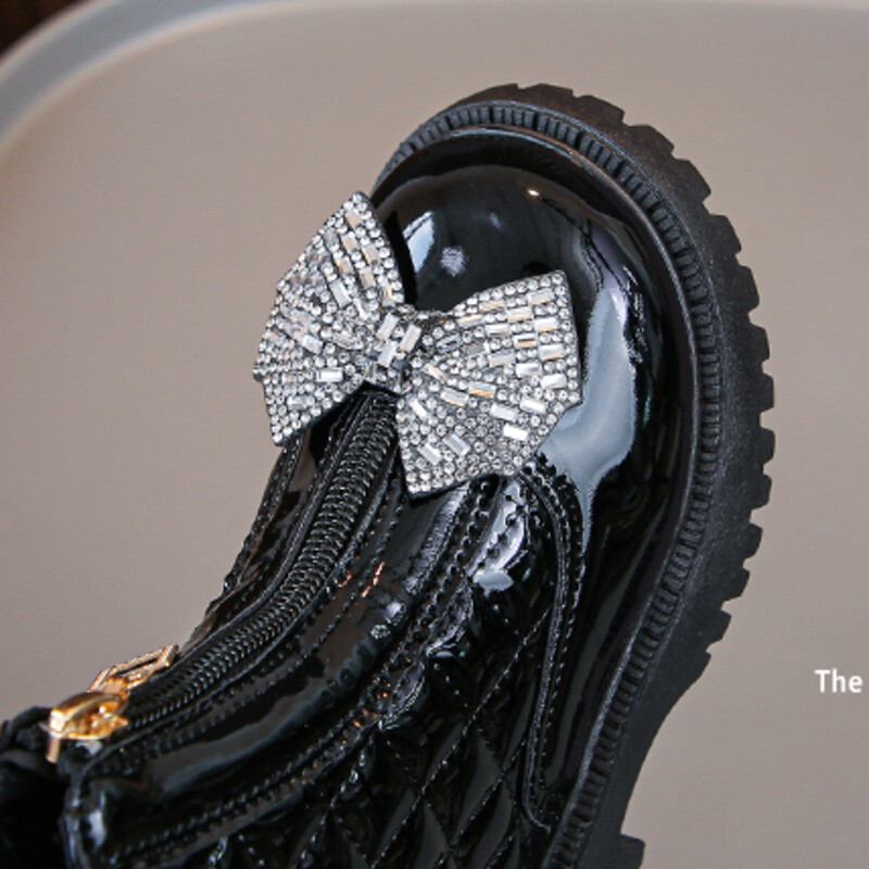 Bling Bow tüdrukute moesaapad PU-nahast libisemiskindlad lastele pahkluu kingad kevad-sügis tõmblukk väikelaste lastesaapad