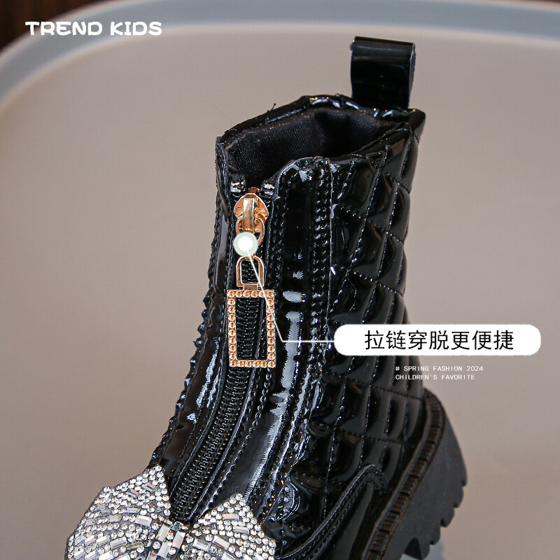 Bling Bow tüdrukute moesaapad PU-nahast libisemiskindlad lastele pahkluu kingad kevad-sügis tõmblukk väikelaste lastesaapad