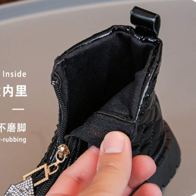 Bling Bow tüdrukute moesaapad PU-nahast libisemiskindlad lastele pahkluu kingad kevad-sügis tõmblukk väikelaste lastesaapad