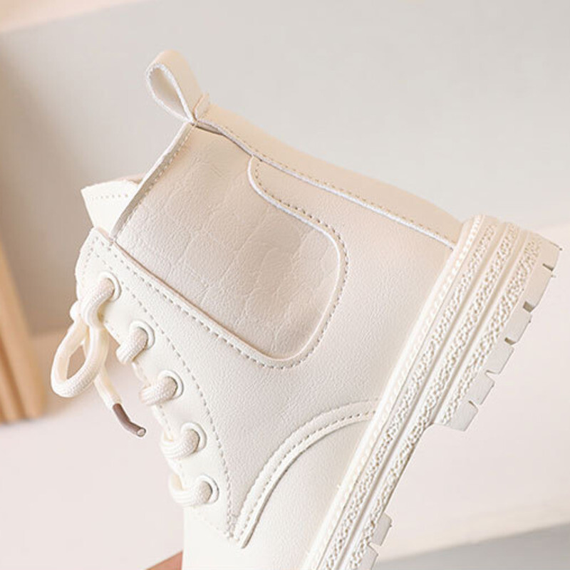 2023 Solid Lastele valged Saapad Kevad-Sügis PU-nahast poistele Tüdrukute pahkluukingad Libisemisvastased Tõmblukuga Pehmed Laste Moesaapad