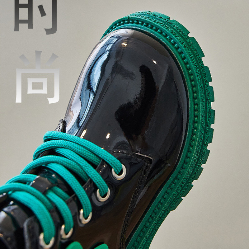 Kevad-sügislilled Lastele Moodsad saapad Tõmblukk lakknahast Tüdrukute pahkluu kingad Uued Printsessi libisemiskindlad lastesaapad