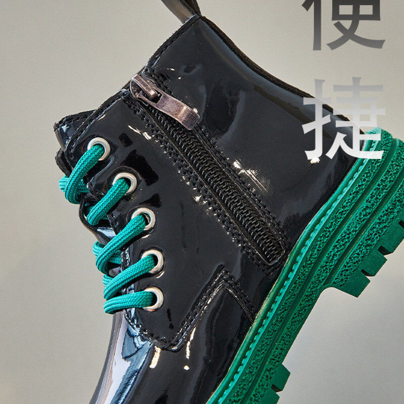 Kevad-sügislilled Lastele Moodsad saapad Tõmblukk lakknahast Tüdrukute pahkluu kingad Uued Printsessi libisemiskindlad lastesaapad