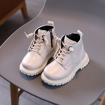 Kožne čizme za djevojčice Dječje modne gumene čizme Mekani potplat sa bočnim patentnim zatvaračem Dječje čizme za modnu pistu Dječaci Jednobojne cipele s okruglim prstima H08016