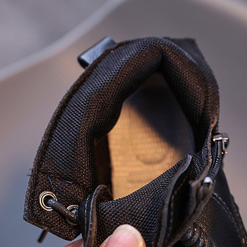 Kožne čizme za djevojčice Dječje modne gumene čizme Mekani potplat sa bočnim patentnim zatvaračem Dječje čizme za modnu pistu Dječaci Jednobojne cipele s okruglim prstima H08016