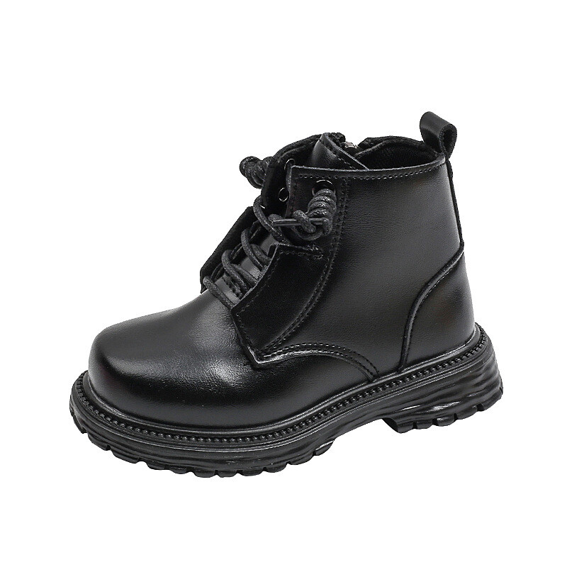 Kožne čizme za djevojčice Dječje modne gumene čizme Mekani potplat sa bočnim patentnim zatvaračem Dječje čizme za modnu pistu Dječaci Jednobojne cipele s okruglim prstima H08016