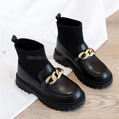 Mood Laste sokid Nahast saapad Platvorm Luksuslik Slip On Tüdrukud Printsess Libisemiskindlad Paksu põhjaga lastejalatsid