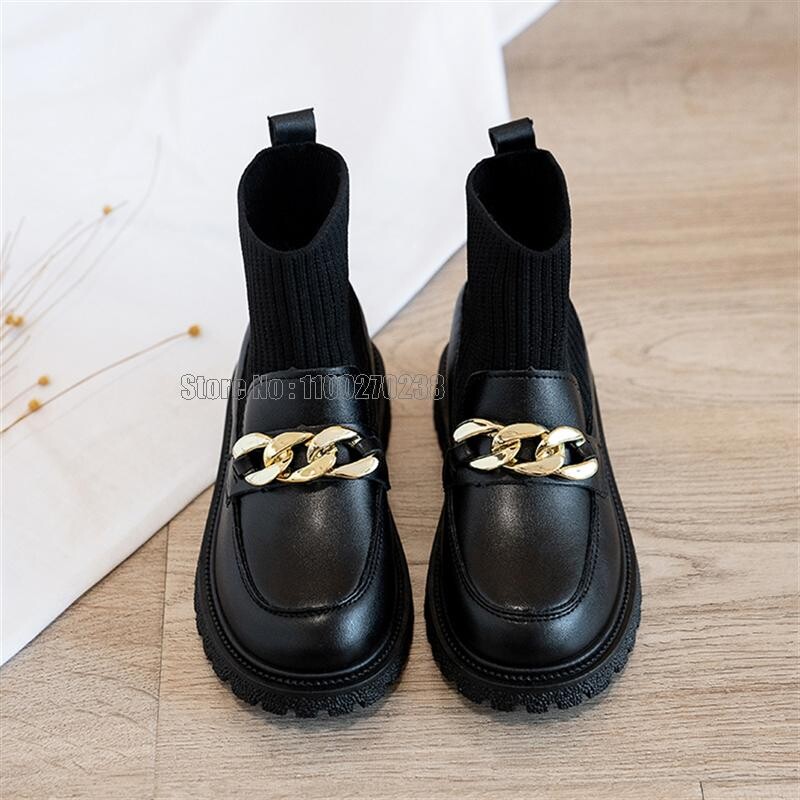 Mood Laste sokid Nahast saapad Platvorm Luksuslik Slip On Tüdrukud Printsess Libisemiskindlad Paksu põhjaga lastejalatsid