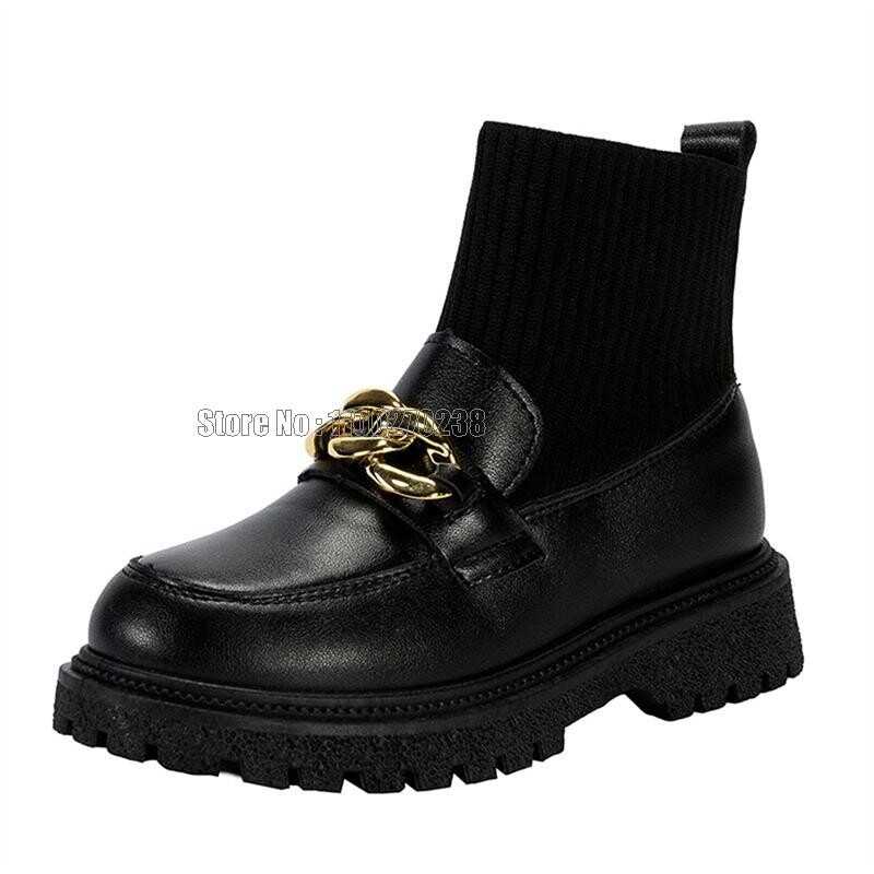 Mood Laste sokid Nahast saapad Platvorm Luksuslik Slip On Tüdrukud Printsess Libisemiskindlad Paksu põhjaga lastejalatsid