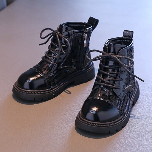 Dječje jesenske gležnjače Modne šljokice Čizme za djevojčice Okrugli crni šljokice Dječje cipele za nastup Studentske čizme za princezu