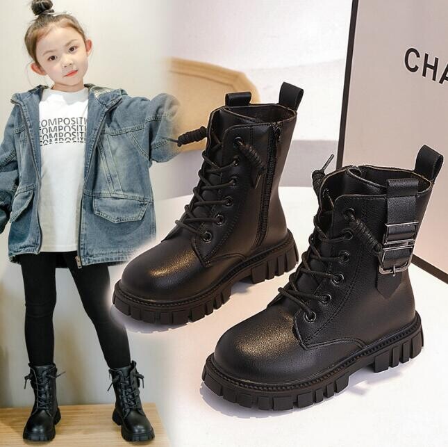 Laste vabaajajalatsid Sügistalvised lumesaapad Poiste kingad Mood Nahk Pehme libisemisvastane Tüdrukute Saapad Beebidele Lastele Spordijalatsid