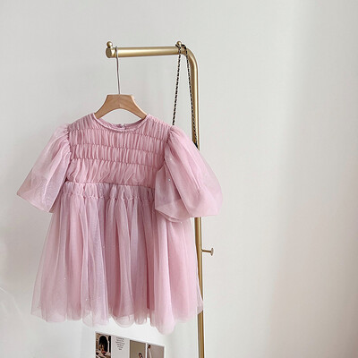 deer jonmi 2024 kevadsuvi beebitüdrukute printsesskleit, latern, varrukas, ühevärviline pallikleit, laste sünnipäevapeokleit