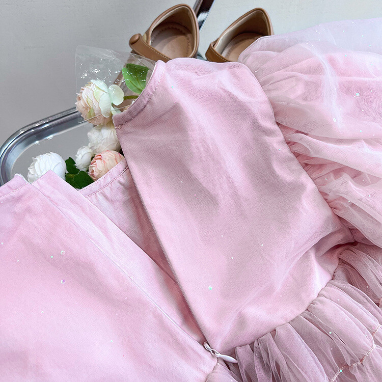 deer jonmi 2024 kevadsuvi beebitüdrukute printsesskleit, latern, varrukas, ühevärviline pallikleit, laste sünnipäevapeokleit