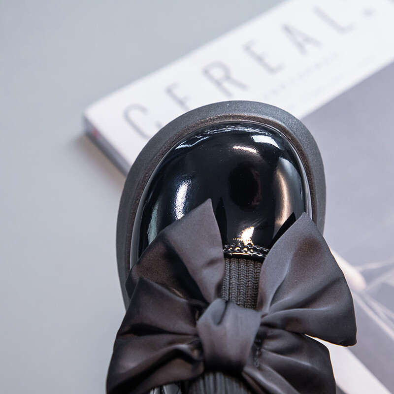 Liblikujulise sõlmega sokisaapad väikestele tüdrukutele Lastele Printsessi lühikesed saapad Pure Color Kings lastele Libisemiskindlad nahast kingad