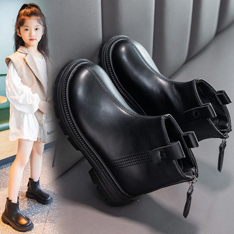 Botine pentru fete Cizme cauciuc pentru copii Moda unisex 2024 Toamna Iarna Fermoar pe spate Simplu Clasic Copii Pantofi de iarna Anti-alunecare