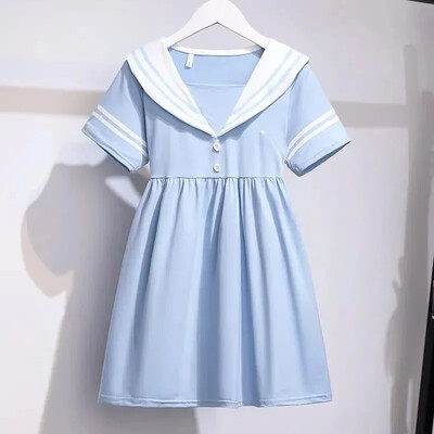 Mornarska haljina s ovratnikom, ljetna modna haljina, dječja odjeća princeza za srednje velike djevojčice