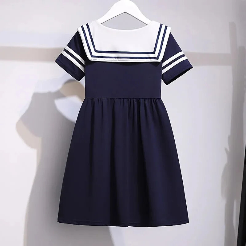 Mornarska haljina s ovratnikom, ljetna modna haljina, dječja odjeća princeza za srednje velike djevojčice