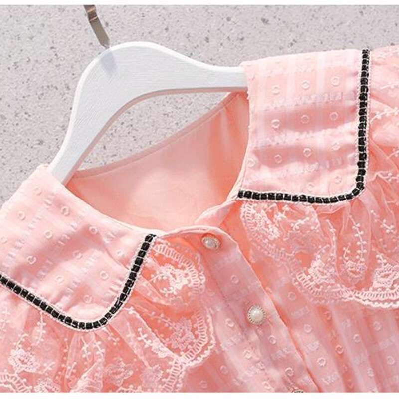 Rochie de prințesă pentru fete, stil academiei, guler din dantelă de vară, rochie pentru fete, costume de performanță de petrecere, 3-10 ani, haine noi pentru copii