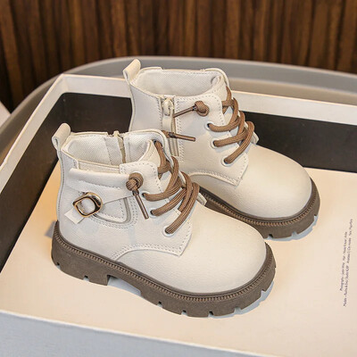 Beebidele mõeldud lühikesed saapad 2024, uued poistele, mustad trendikad poolsaapad, tüdrukutele, armsad, mitmekülgsed, neutraalse küljetõmblukuga printsessikingad