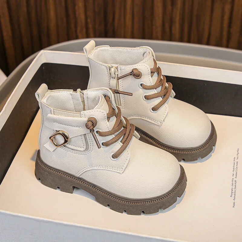 Beebidele mõeldud lühikesed saapad 2024, uued poistele, mustad trendikad poolsaapad, tüdrukutele, armsad, mitmekülgsed, neutraalse küljetõmblukuga printsessikingad