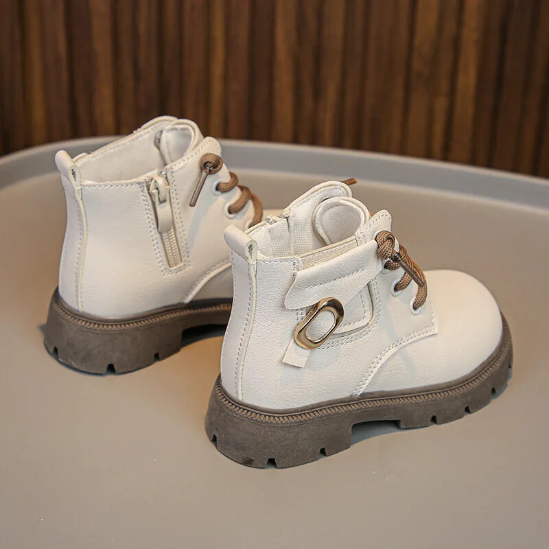 Beebidele mõeldud lühikesed saapad 2024, uued poistele, mustad trendikad poolsaapad, tüdrukutele, armsad, mitmekülgsed, neutraalse küljetõmblukuga printsessikingad