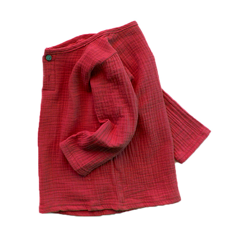 Pavasariniai mergaičių marškinėliai berniukams kūdikių lininiai klostuoti vienspalviai viršutiniai drabužiai vaikams ilgomis rankovėmis berniukams marškinėliai Vaikiški marškinėliai mergaičių drabužiai