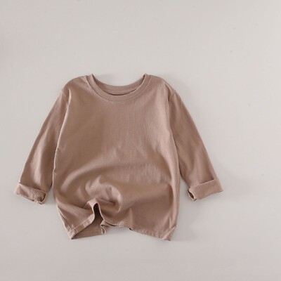Jesen 2024., jednobojne dječje majice, jednobojne pamučne majice dugih rukava za djevojčice i dječake