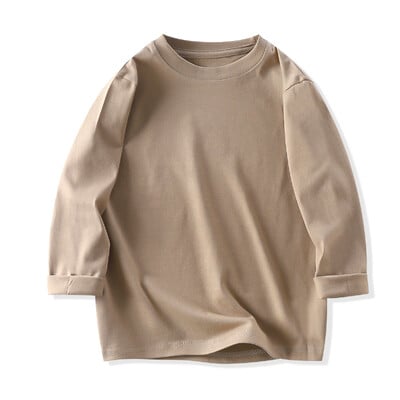 Jesen 2024., jednobojne dječje majice, jednobojne pamučne majice dugih rukava za djevojčice i dječake