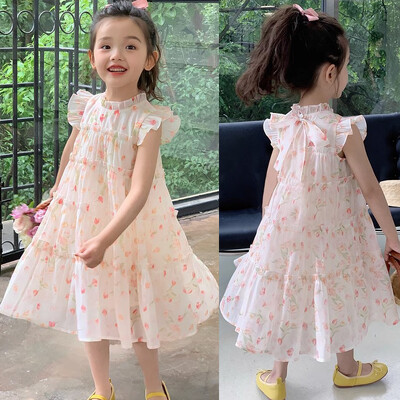2-8 ani rochie nouă prințesă de vară pentru fete, cu imprimeu complet, rochie de petrecere cu design ușoară și confortabilă, pentru copii