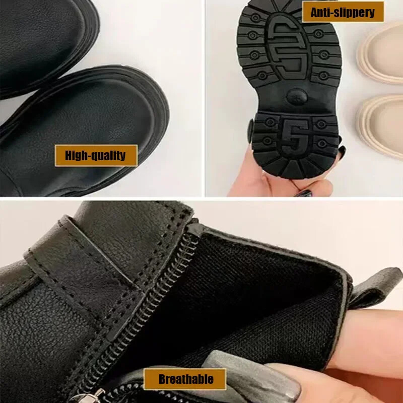 Пролетни есенни детски ботуши за деца, момичета, модни бебешки ботуши с каишка на глезена, детски училищни обувки в английски стил H05293