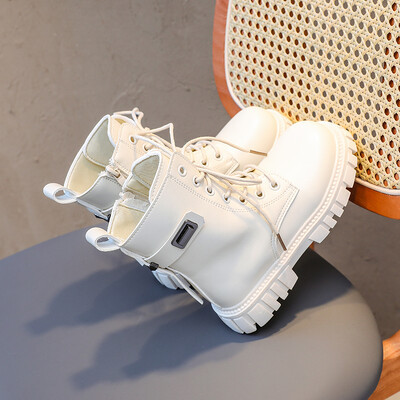 2023 Παιδικά Μόδα Κορίτσια Κοντές μπότες Μονόχρωμο Πλαϊνό φερμουάρ Απλό, αντιολισθητικό παιδικό παπούτσια Dropshipping Κομψή πασαρέλα Princess