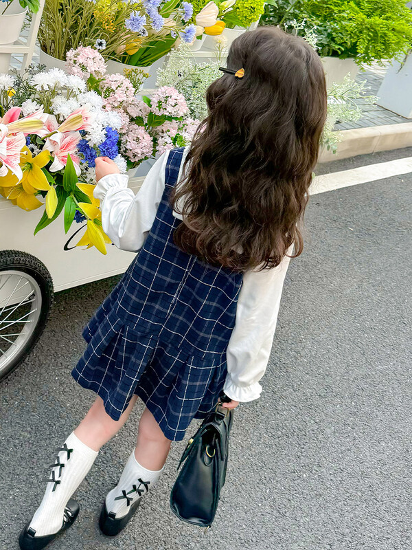 Toamnă pentru fete, cu mâneci lungi, plasă, desene animate, stil japonez, rochie de prințesă în carouri, pentru copii 2-8 ani