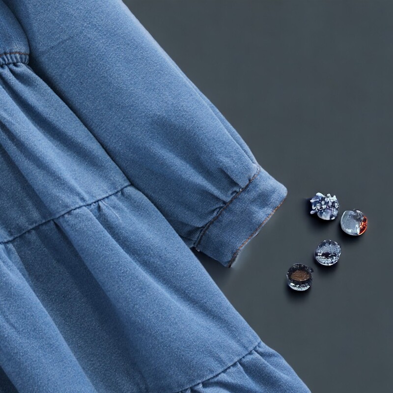 Детски дантелени дънкови рокли за момичета Дрехи за тийнейджъри Ученически дълъг ръкав Пролет Есен Детски бебешки костюми 6 8 9 10 12 13 години