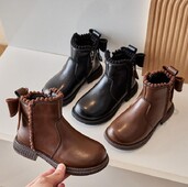 Παιδικά δερμάτινα μποτάκια για αγόρια για κορίτσια Μπότες χιονιού μονόχρωμο στυλ Αγγλίας για κορίτσια Αθλητικά παπούτσια Παιδική μόδα Γυαλιστερές μικρές κοντές μπότες