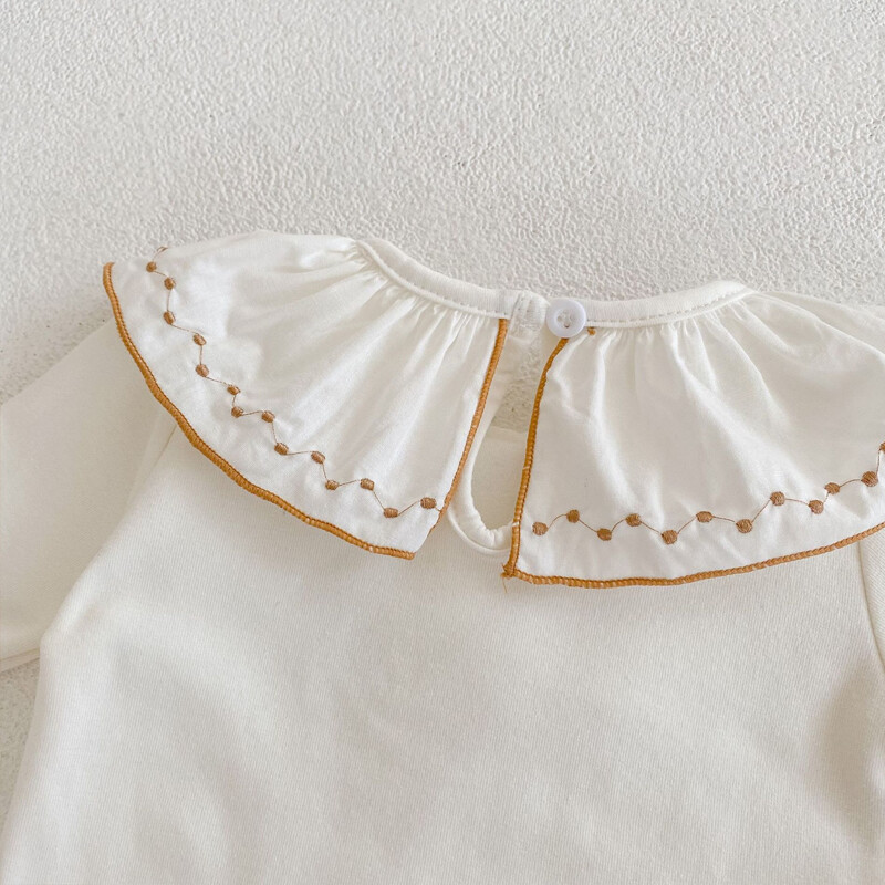 Uued sügisesed beebiriided, 0–2-aastane tüdruk, tikitud lootose krae allosa, valge mitmekülgne stiil