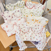 Jesen, nove košulje za djevojčice od čistog pamuka, dječje majice s ovratnikom za lutke s crtanim motivima, slatka modna preslatka dječja odjeća, majica s dugim rukavima