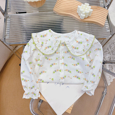 Jesen, nove košulje za djevojčice od čistog pamuka, dječje majice s ovratnikom za lutke s crtanim motivima, slatka modna preslatka dječja odjeća, majica s dugim rukavima