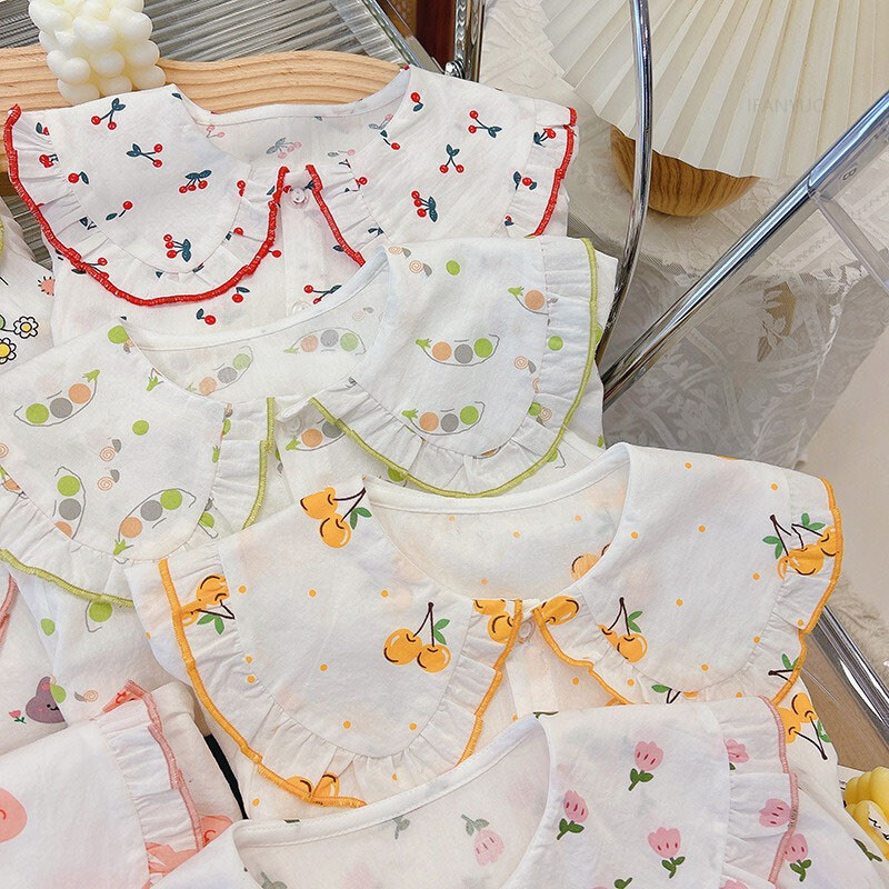 Jesen, nove košulje za djevojčice od čistog pamuka, dječje majice s ovratnikom za lutke s crtanim motivima, slatka modna preslatka dječja odjeća, majica s dugim rukavima