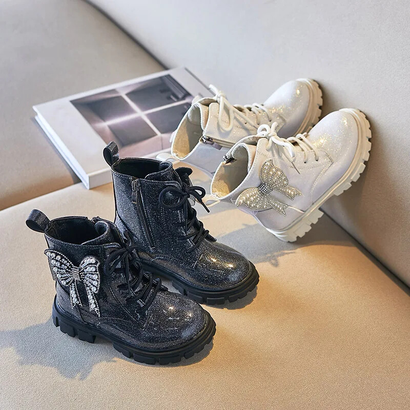 Botines Tüdrukute Saabas Sügis Talv Uus Vibuprintsess Mood Sädelev Särav Poolsaabas Pehme Tald Libisemiskindel lasteking Botas Mujer