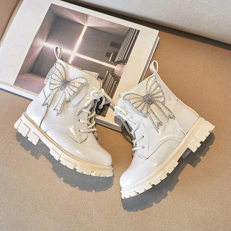 Botines Tüdrukute Saabas Sügis Talv Uus Vibuprintsess Mood Sädelev Särav Poolsaabas Pehme Tald Libisemiskindel lasteking Botas Mujer