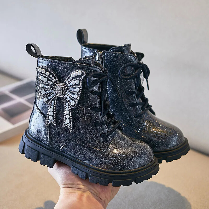 Botines Tüdrukute Saabas Sügis Talv Uus Vibuprintsess Mood Sädelev Särav Poolsaabas Pehme Tald Libisemiskindel lasteking Botas Mujer