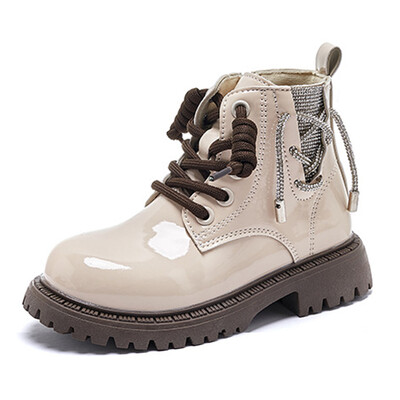 Moodsad laste lühikesed saapad, 2023. aasta sügis, uued tüdrukute nahksaapad, mustad pehme tallaga libisemisvastased laste poolsaapad