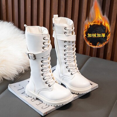 Cizme de zăpadă fete 2022 toamnă iarnă pluș noi copii cizme la modă până la genunchi Cizme cu platformă pantofi pentru prințesă copii DIMENSIUNE 27-37