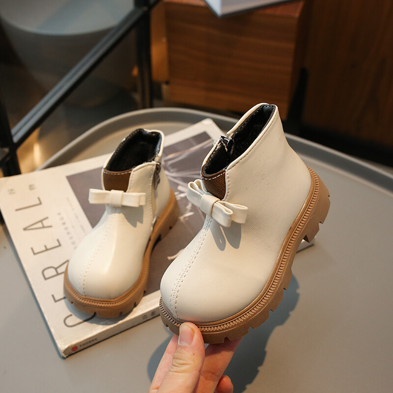 Botine Fete Noi Pantofi Iarna Copii Pantofi Printesa Piele Copii Papioni Plus Zapada Calda