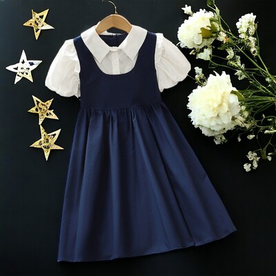 Suvised noorte tüdrukute kleidid Koolivormirõivad Preppy Teismelised Beebiriided Lühikeste varrukatega Laste Kostüümid 6 7 8 10 11 13 aastat