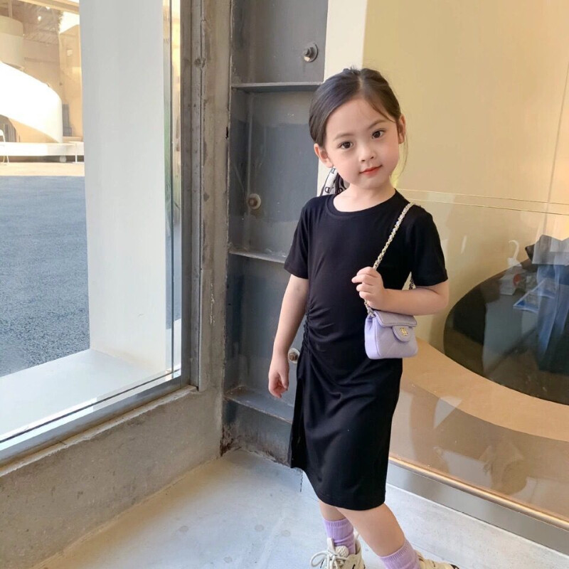 Рокля за момичета 2024, лято, ново малко дете, модна рокля на принцеса в западен стил, ежедневна модна подиума, авангарден дизайн, от 10 до 12 години