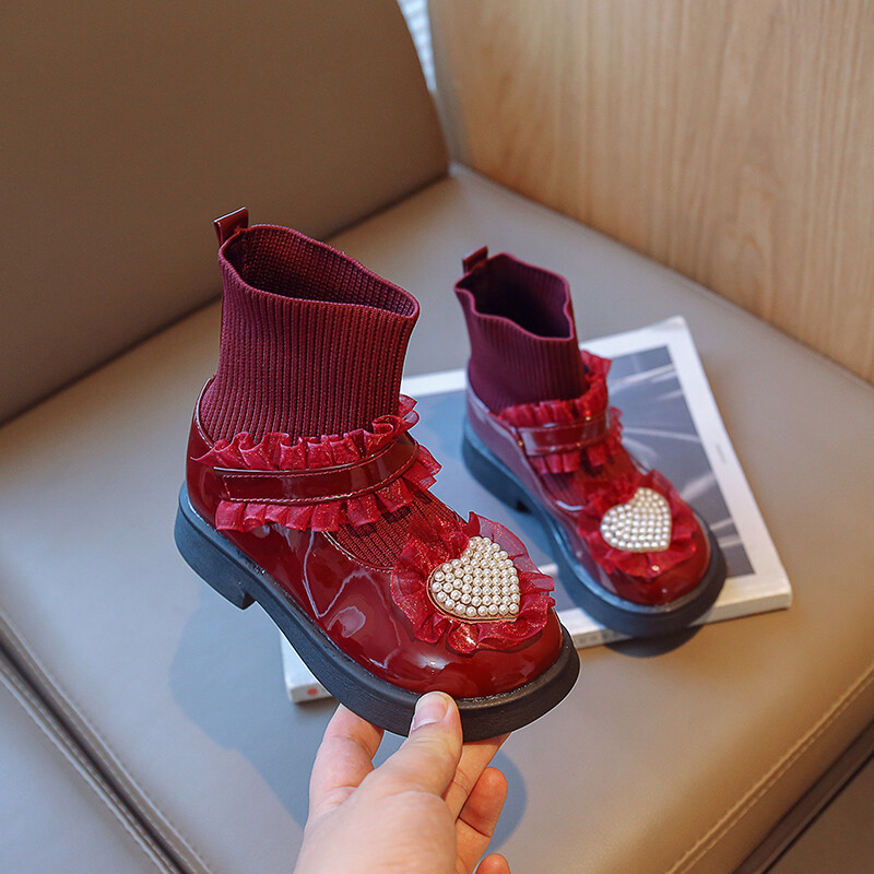 Jesenske dječje čizme za djevojčice Gležnjače od PU kože za djevojčice Proljetne cipele s leptir čvorovima za malu djecu 7 godina Veličina 24-34