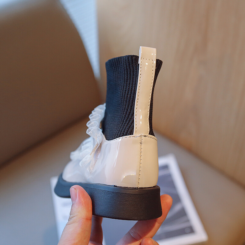 Jesenske dječje čizme za djevojčice Gležnjače od PU kože za djevojčice Proljetne cipele s leptir čvorovima za malu djecu 7 godina Veličina 24-34