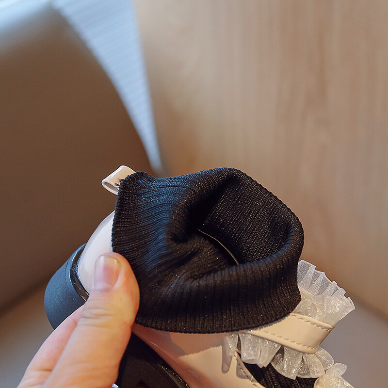 Jesenske dječje čizme za djevojčice Gležnjače od PU kože za djevojčice Proljetne cipele s leptir čvorovima za malu djecu 7 godina Veličina 24-34