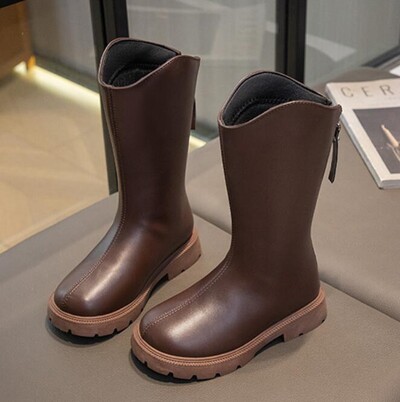 Zimske dječje modne čizme Nove jesenske čizme za djevojčice Duge čizme za snijeg Zip Ležerne dječje školske cipele Kožne dječačke tople čizme Tenisice